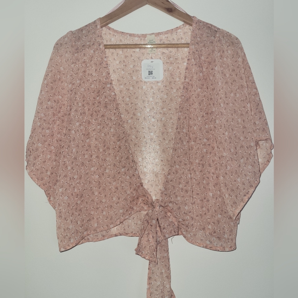 Sophie May Boutique Lazy Sundays Woven Tie Top, Pink, Size M